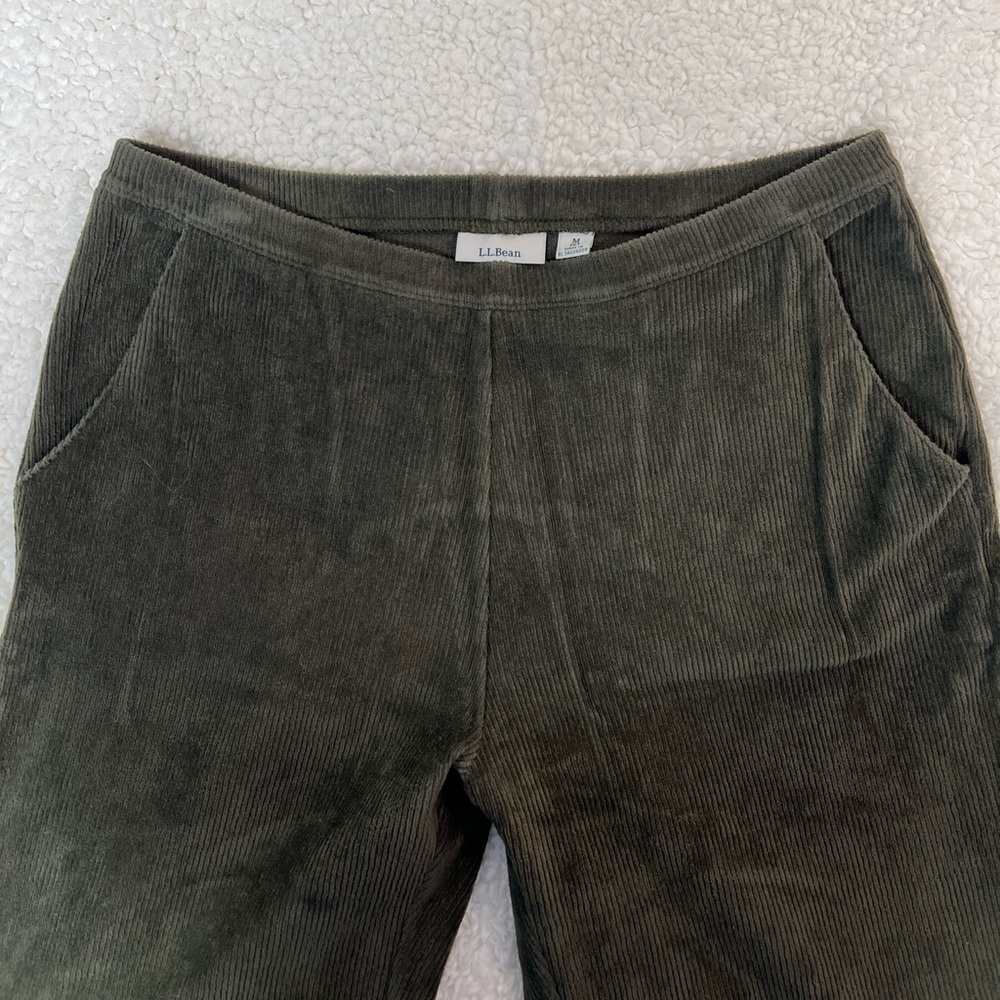 L.L. Bean Women's Dark Green Straight Leg Corduroy Pants Size: Petite Medium - Picture 7 of 9